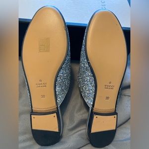 Gucci Silver Glitter Loafers NWT never worn